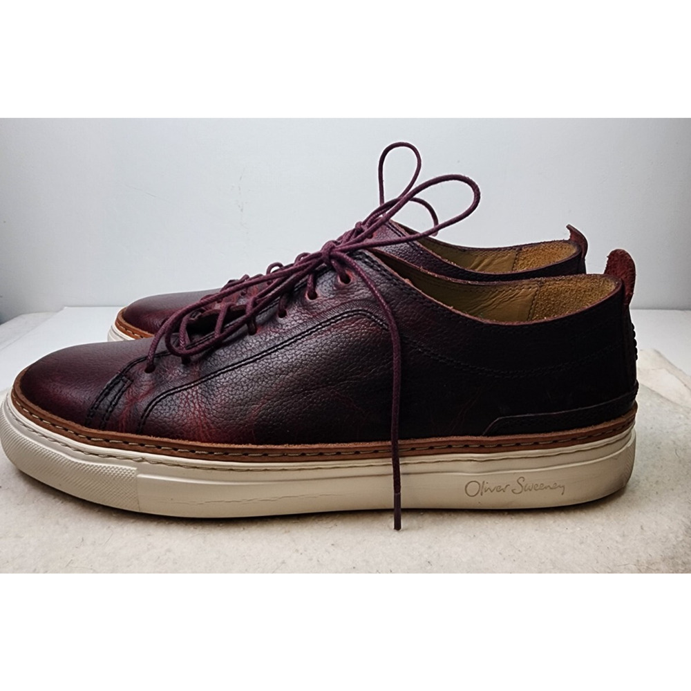 Oliver Sweeney Lopes Distressed Burgundy Leather Lace-Up Casual Sneaker US 9 - Picture 3 of 13
